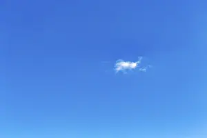 Cumulus Cloud Formation Impressions: Blue sky, single small source cloud