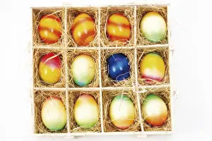 Painted Easter Eggs Impressions: A box with painted Easter eggs