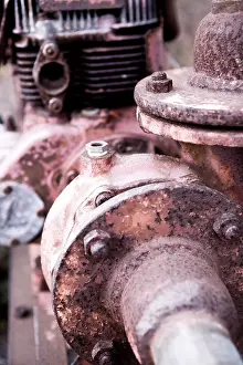 Close Up Metal Impressions: Broken old engine