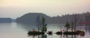 Tranquil Countryside Scenery Impressions: Brooding landscape with islets