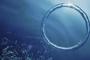 Deserted Ocean Scene Impressions: Bubble Ring Underwater, Ring Bubble