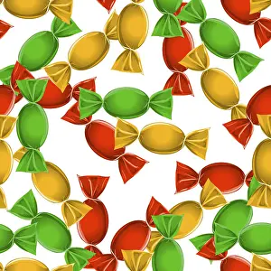 White Background Dessert Impressions: Candy seamless pattern over white