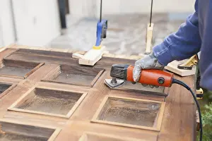 Carpenter At Work Impressions: Carpenter at work with angular Sander