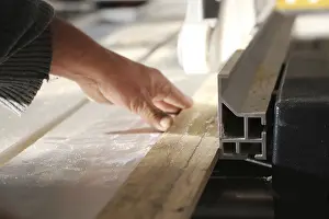 Handcrafted Goods Production Process Impressions: Carpenter at work in his carpentry workshop