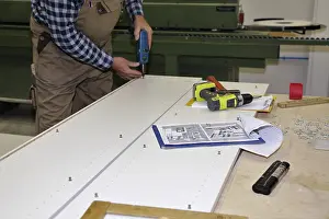 Handcrafted Goods Production Process Impressions: Carpenter at work in his carpentry workshop