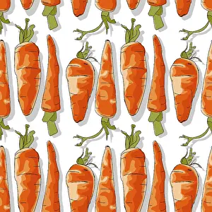 Vegan Diet Symbol Impressions: Carrots repeating pattern, editable vector template