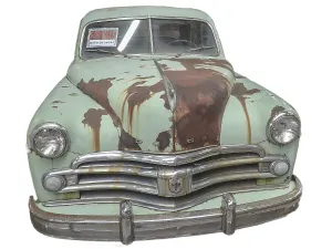 Deserted Classic Car Impressions: Rusty oldtimer with white backround