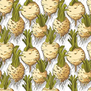 Healthy Eating Symbol Impressions: Celery roots repeating pattern