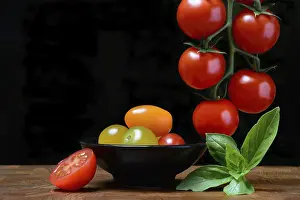 Fruit Nutrition Impressions: Cherry tomatoes on the stem and in skin