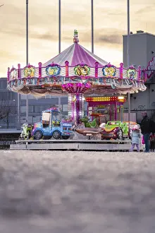 Southern Germany Sunset Scene Impressions: Childrens carousel in the sunset