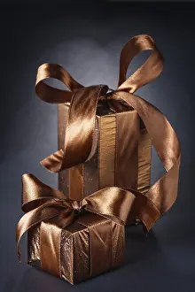 Black Background Impressions: Two classical gift boxes on black background