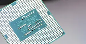 Close Up Computer Hardware Impressions: Close up of contacts of a computer microprocessor