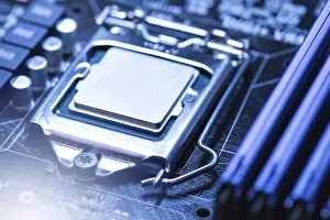 Electronic Technology Images Impressions: Close-up of CPU inside the personal computer
