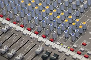 Professional Audio Equipment Impressions: Close-up on knobs of an audio console