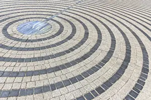 Sacred Building Structure Impressions: Close-up of pavement with concentric pattern