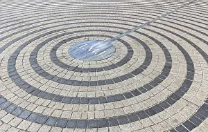 Sacred Building Structure Impressions: Close-up of pavement with concentric pattern