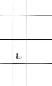 Uninhabited Entry Point Impressions: Close-up of a rectangular interlocking door in the sunlight