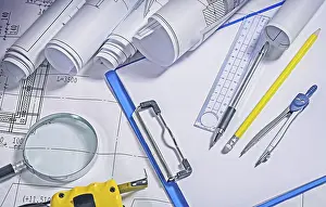 Close Up Architecture Impressions: Close up view on architect tools