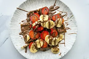 High Calorie Dessert Impressions: Close up top down view massive