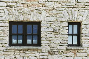Deserted Stone Wall Impressions: Two Closed Window In The Stone Wall