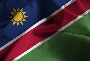 Close Up Flag Images Impressions: Closeup of Ruffled Namibia Flag