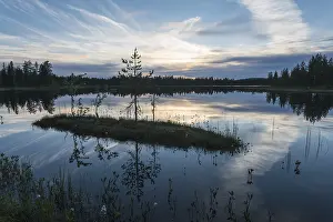 Scandinavian Nature Scene Impressions: Cloud reflection in a forest lake