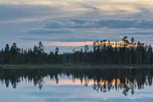Scandinavian Nature Scene Impressions: Cloud reflection in a forest lake