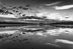 Lapland Landscape Impressions: Cloud reflection in a forest lake