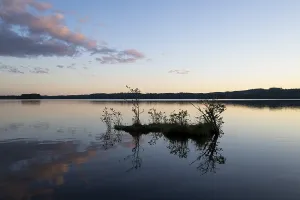 Evening Mood Landscape Impressions: Clouds reflected on the water surface
