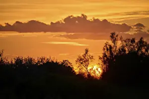 Mellow Evening Atmosphere Impressions: Colored sunset with a cloud in the sky