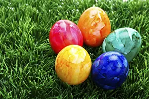 Painted Easter Eggs Impressions: Coloured easter eggs on grass