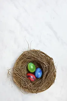 Symbolic Easter Eggs Impressions: Colourful Easter eggs in Easter nest