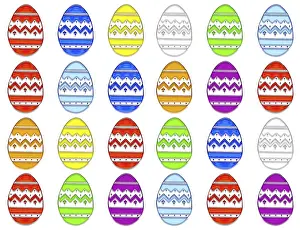 Symbolic Easter Tradition Impressions: Colourful easter eggs in a row, pattern, graphic