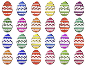 Symbolic Easter Tradition Impressions: Colourful easter eggs in a row, pattern, graphic