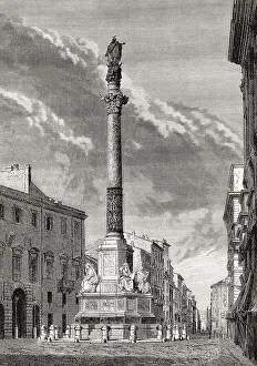 Deserted Cityscape Italy Impressions: The Column of the Immaculate Conception