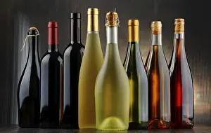 Assorted Wine Bottles Impressions: Composition with assorted bottles of wine