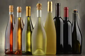 Assorted Wine Bottles Impressions: Composition with assorted bottles of wine