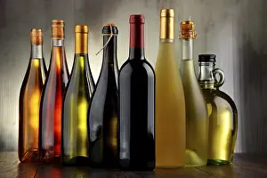Assorted Wine Bottles Impressions: Composition with assorted bottles of wine