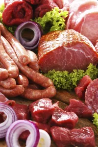 Deserted Butcher Shop Impressions: Composition with assorted meat products