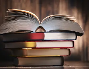 Educational Institution Background Impressions: Composition with books on the table