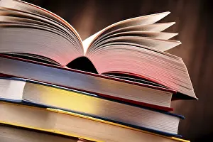 Literature Study Space Impressions: Composition with books on the table