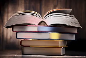 Educational Institution Background Impressions: Composition with books on the table