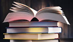 Educational Background Image Impressions: Composition with books on the table