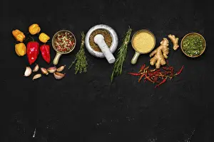 Mixed Spices Impressions: Composition with mixture of peppers