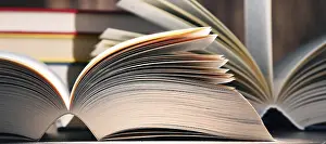 Empty Table With Book Impressions: Composition with open book on the table
