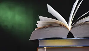 Educational Institution Art Print Impressions: Composition with open book on the table