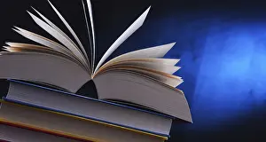 Empty Library Scene Impressions: Composition with open book on the table