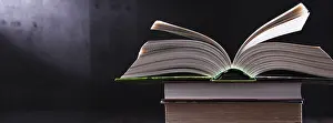 Educational Institution Art Print Impressions: Composition with open book on the table