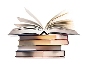 Composition With Books Impressions: Composition with stack of books isolated on white