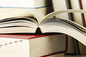 Educational Institution Images Impressions: Composition with stack of books on the table